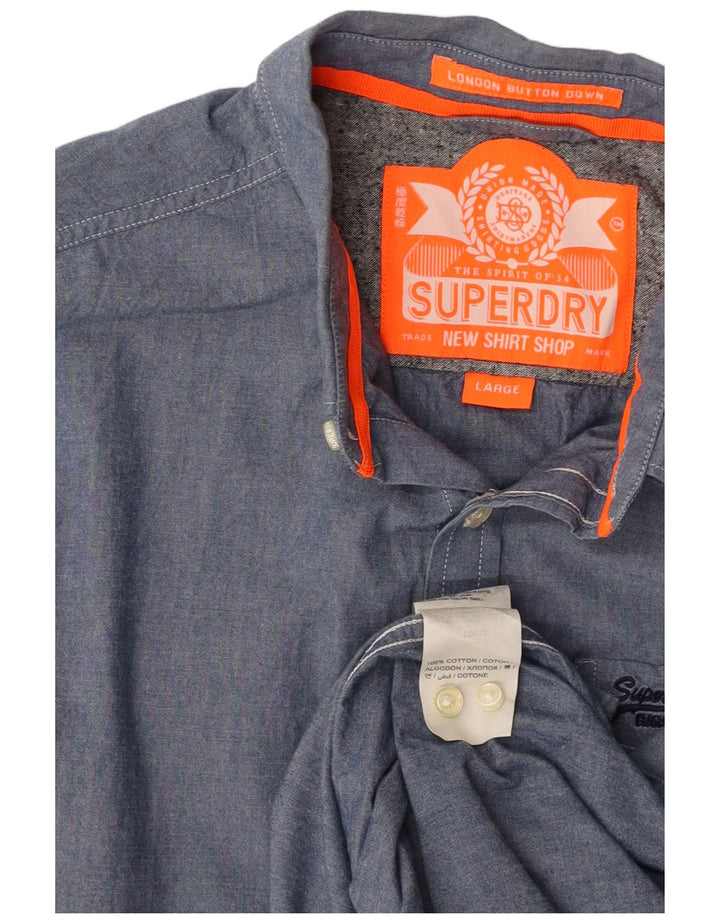 SUPERDRY herreskjorte stor blå bomuld