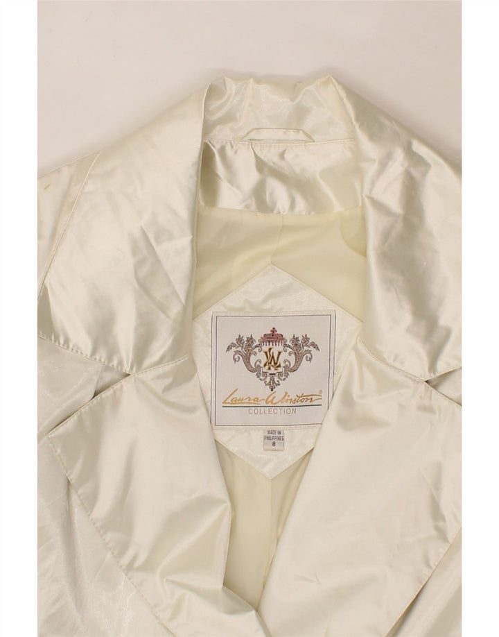 LAURA WINSTON Womens Loose Fit Double Breasted Coat US 8 Medium White Vintage Laura Winston and Second-Hand Laura Winston from Messina Hembry 