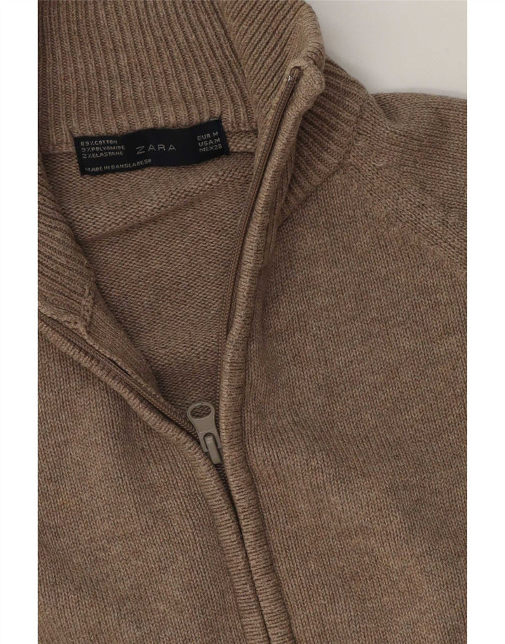 Zara Dame Cardigan Sweater UK 14 Medium Grey Bomuld