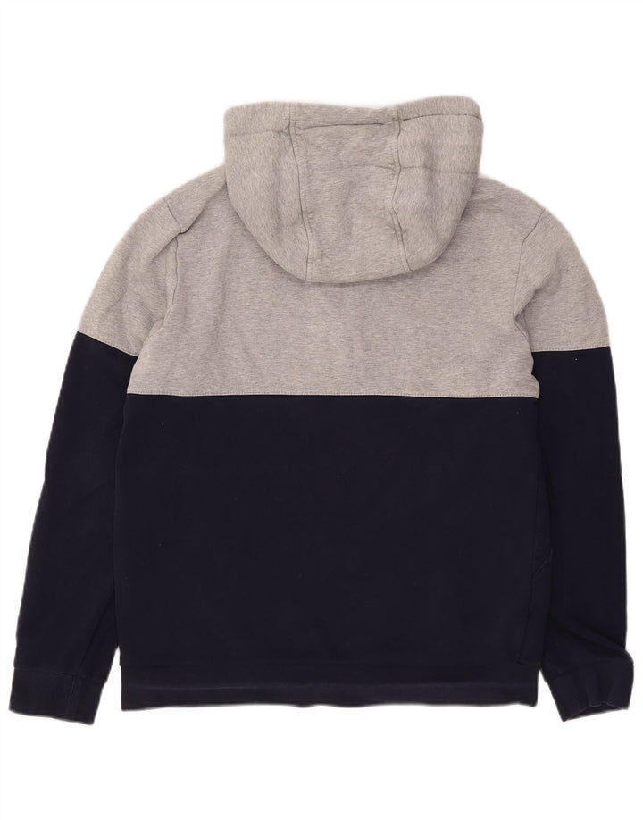 Lacoste Herre Zip Neck Hoodie Jumper Størrelse 4 Medium Navy Blue Colourblock