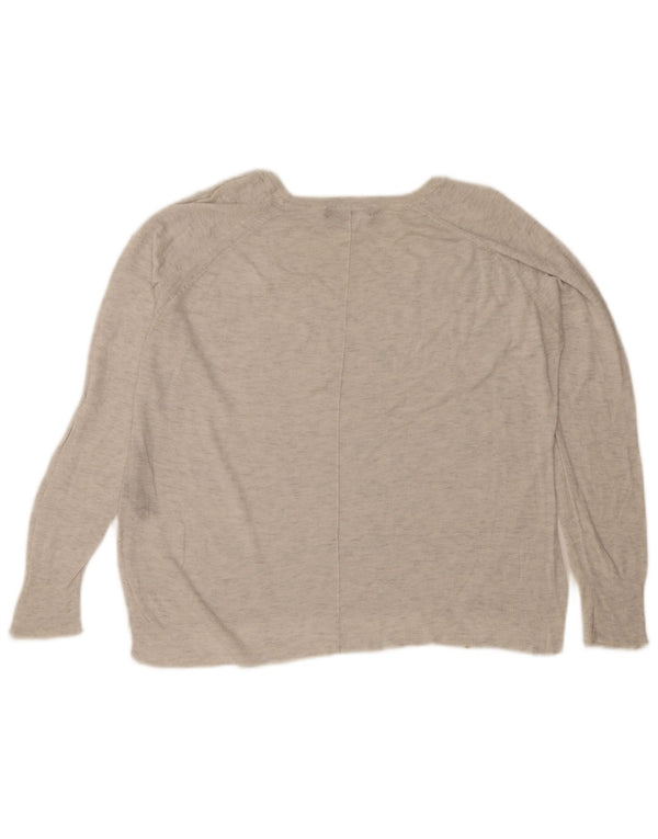 Zara Dame Boat Neck Jumper Sweater UK 16 Large Grey Flecked Viscose