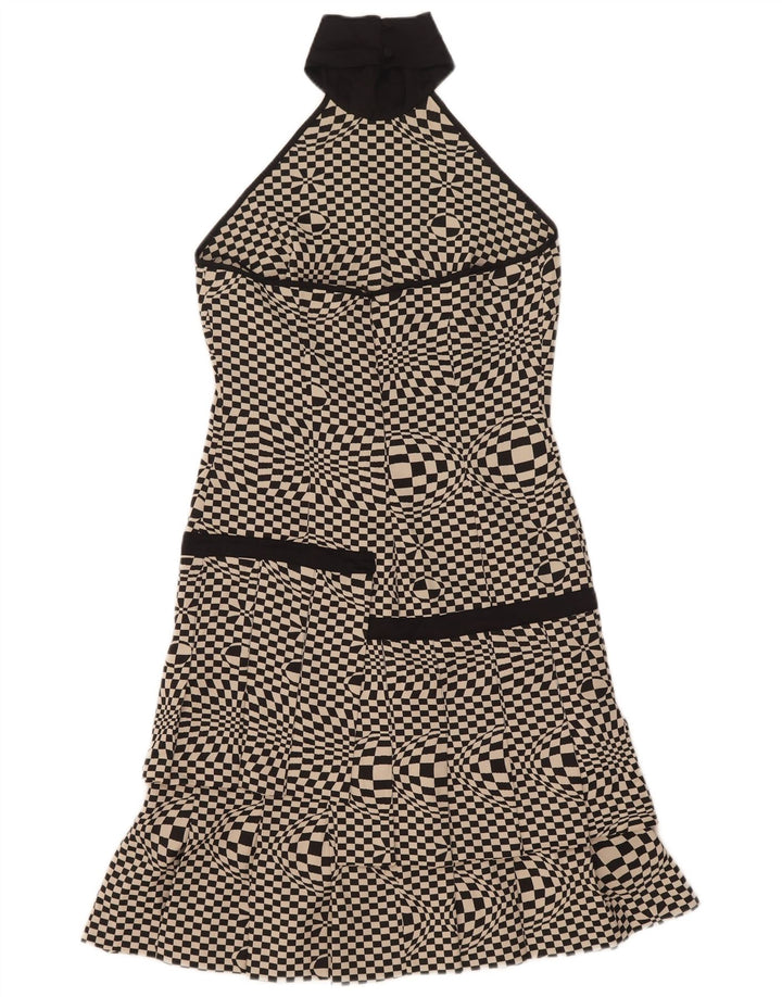 Flavio Castellani Dame Halter Dress IT 44 Medium Sort Geometrisk
