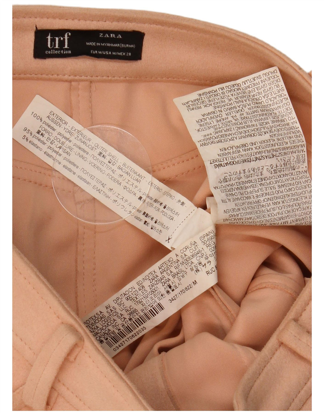 Zara Dame Mininederdel Medium W28 L15 Beige Polyester