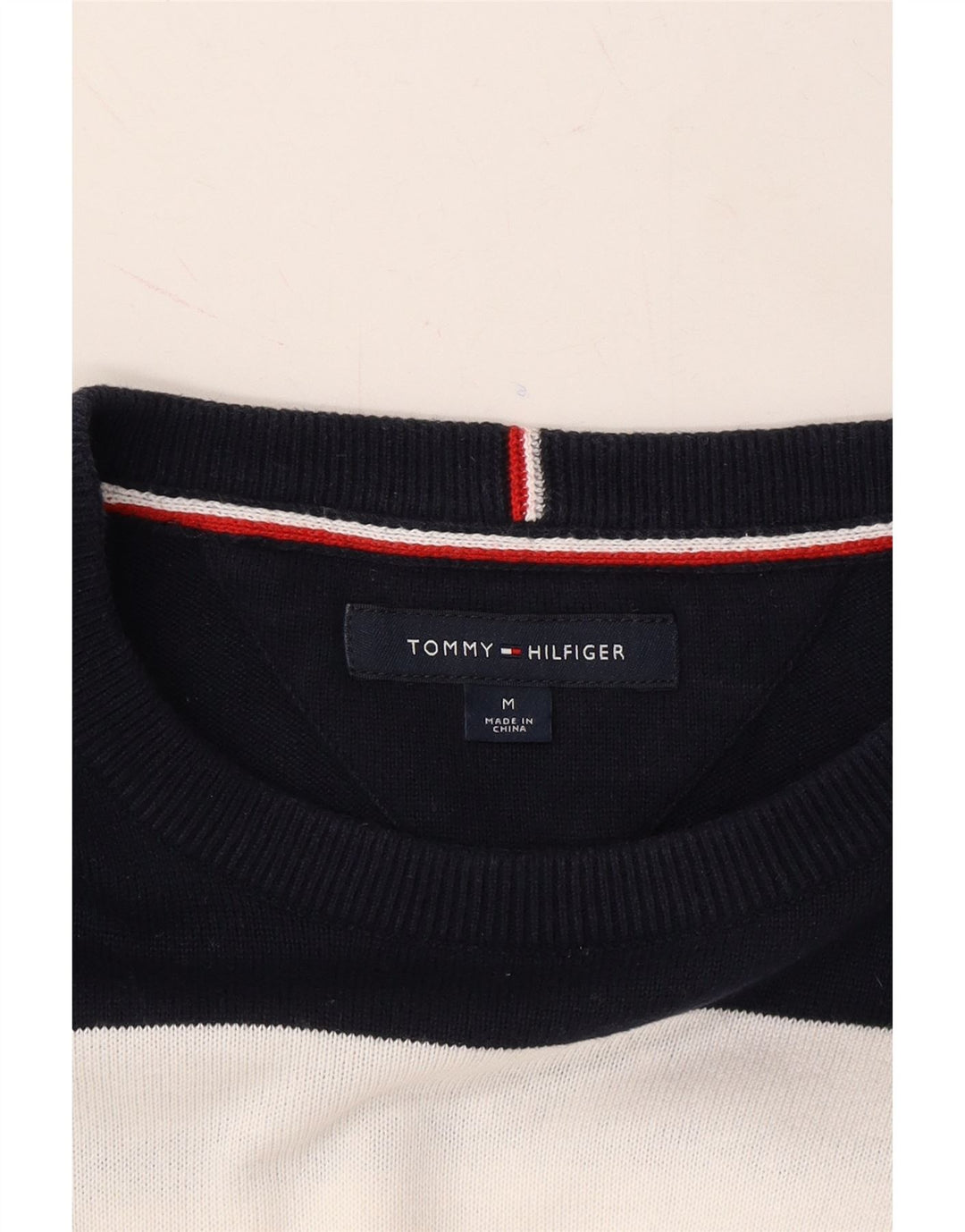 TOMMY HILFIGER Mens Boat Neck Jumper Sweater Medium Multicoloured Vintage Tommy Hilfiger and Second-Hand Tommy Hilfiger from Messina Hembry 