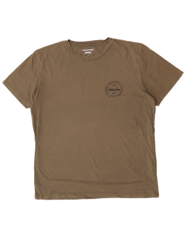 Jack & Jones Herre Regular Fit Grafisk T-Shirt Top XL Grøn Bomuld