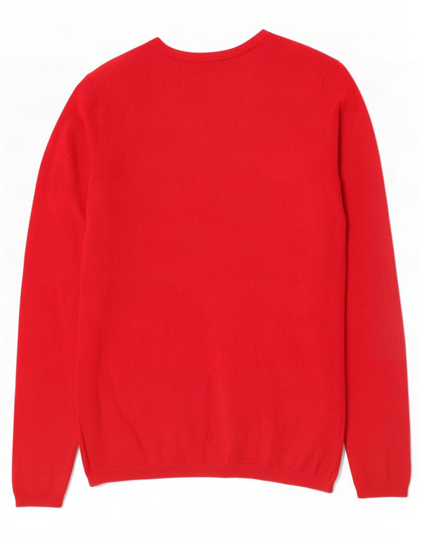 Tommy Hilfiger Dame V-hals sweater UK 10 Lille Rød Bomuld