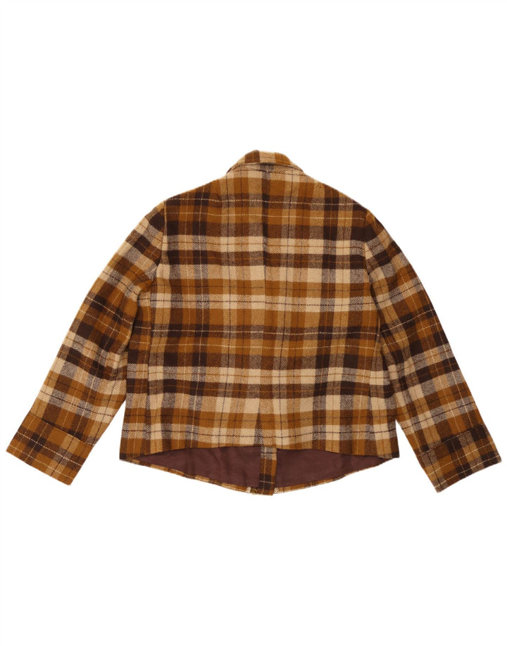 Vintage dame 4-knaps blazerjakke UK 14 medium brun ternet