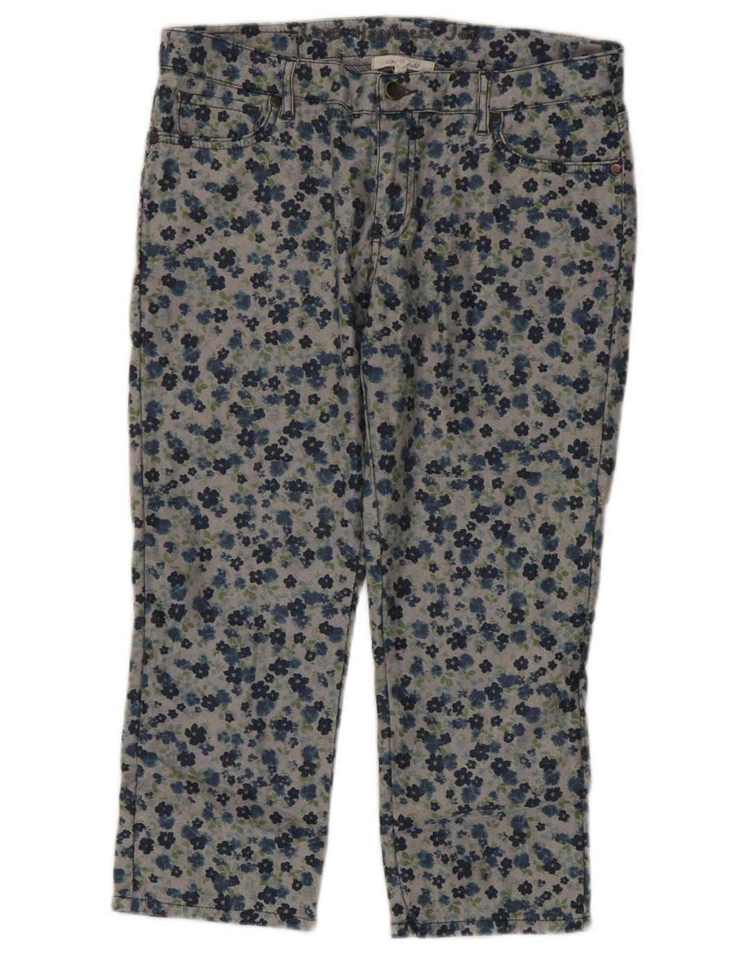 White Stuff Dame Capri Jeans UK 12 Medium W30 L21 Grå Blomsterbomuld