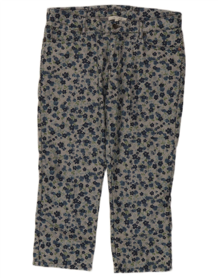 White Stuff Dame Capri Jeans UK 12 Medium W30 L21 Grå Blomsterbomuld