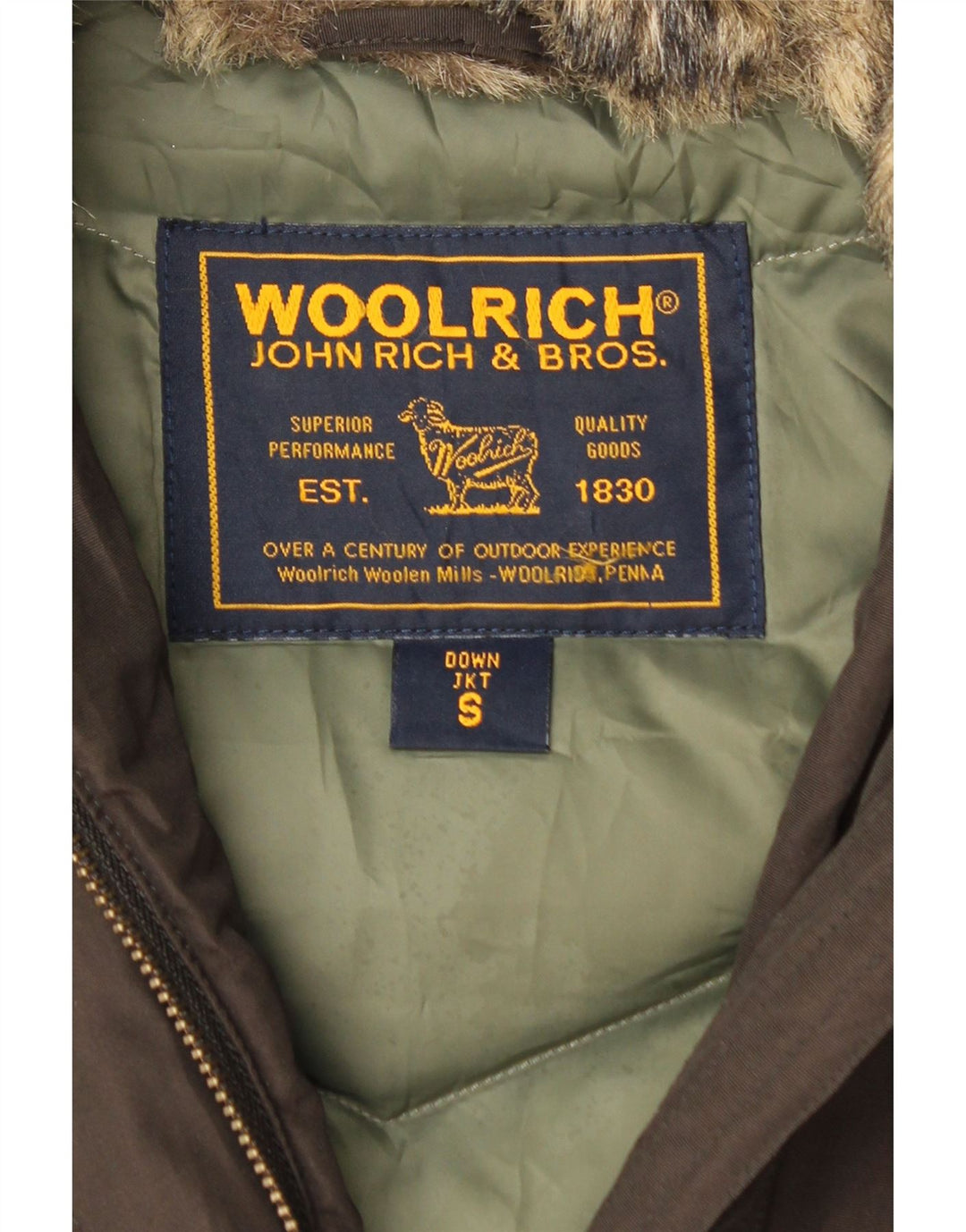 Woolrich Womens Bomber hættepolstret jakke UK 10 Lille brun bomuld