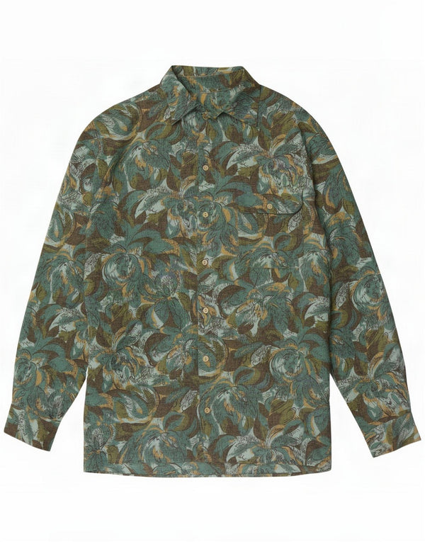 Vintage Herreskjorte XL Grøn Blomster