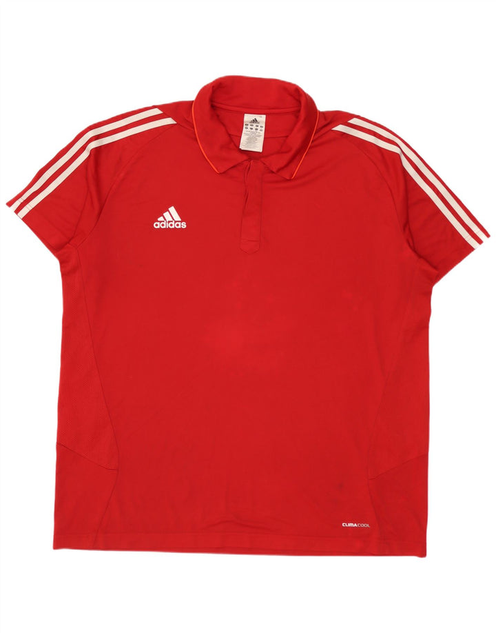 Adidas Herre Climacool Polo Shirt IT 50/52 2XL Rød Colourblock Polyester