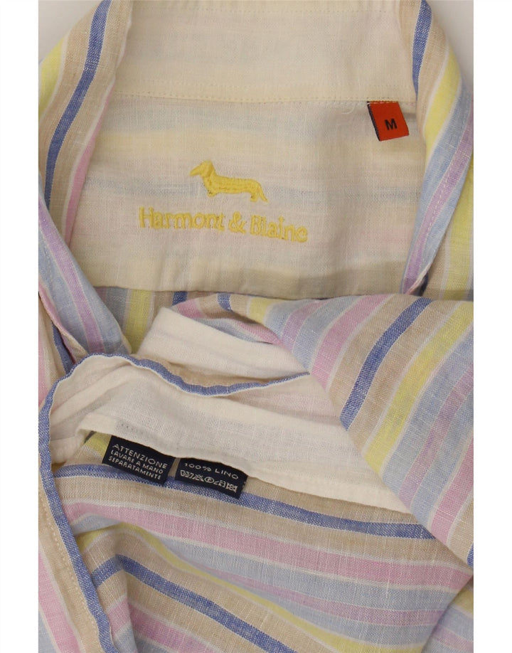 HARMONT & BLAINE Mens Shirt Medium Multicoloured Striped Linen Vintage Harmont & Blaine and Second-Hand Harmont & Blaine from Messina Hembry 