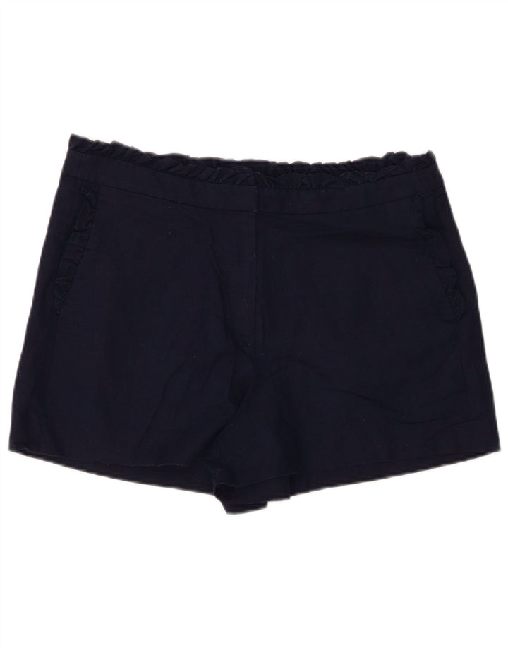 J. CREW Kvinder Chino Shorts med høj talje US 10 Large W30 Navy Blue Linen