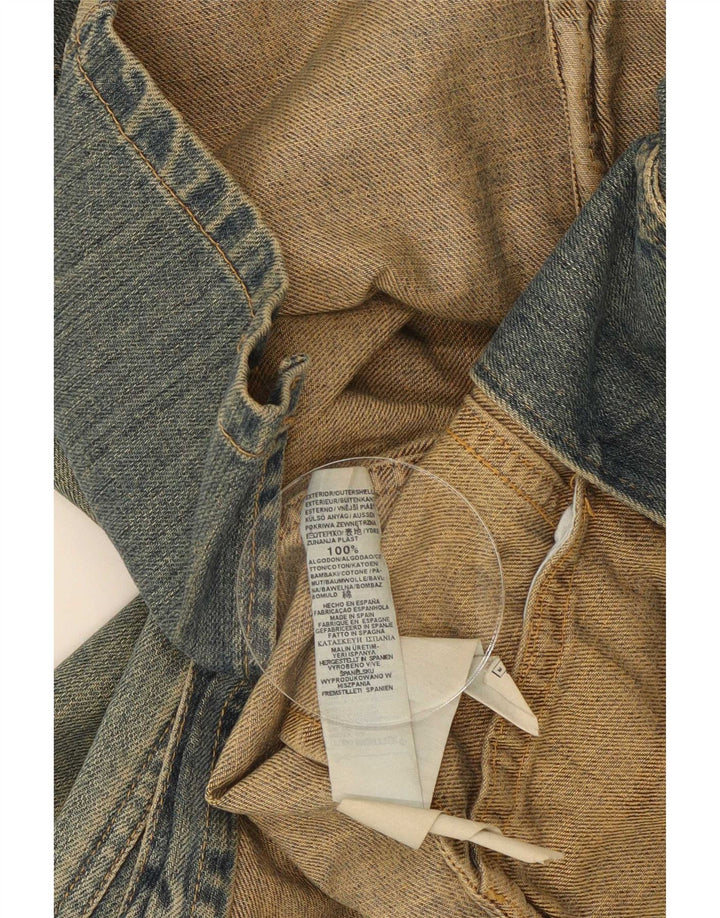 Zara Dame Trafaluc 2 Button Denim Blazer Jacket UK 12 Medium Blue Bomuld