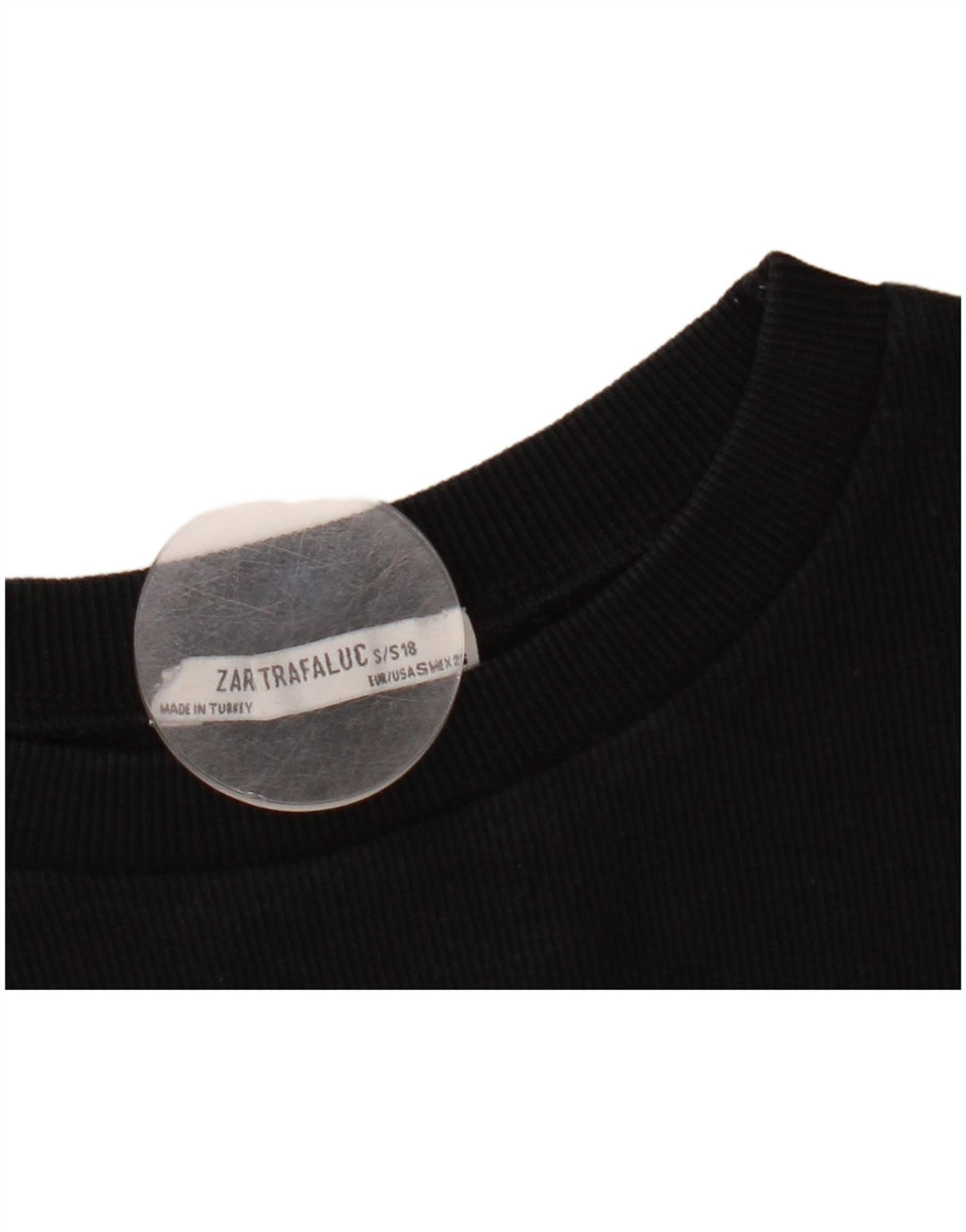 Zara Womens Crop T-Shirt Top UK 10 Small Black