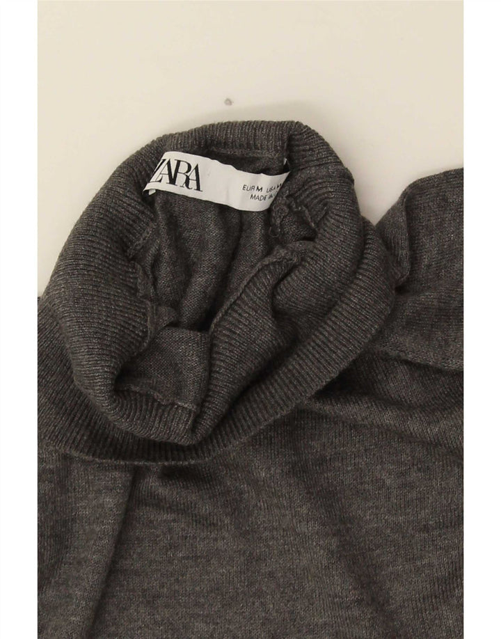 Zara Dame Oversized Turtle Neck Jumper Sweater UK 14 Medium Grey