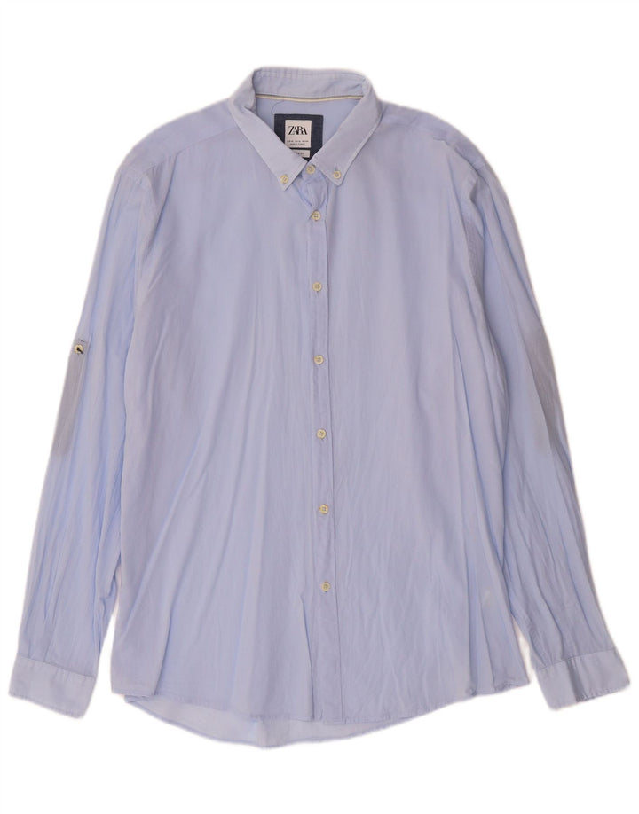 ZARA Herre Relaxed Fit Shirt XL Blå