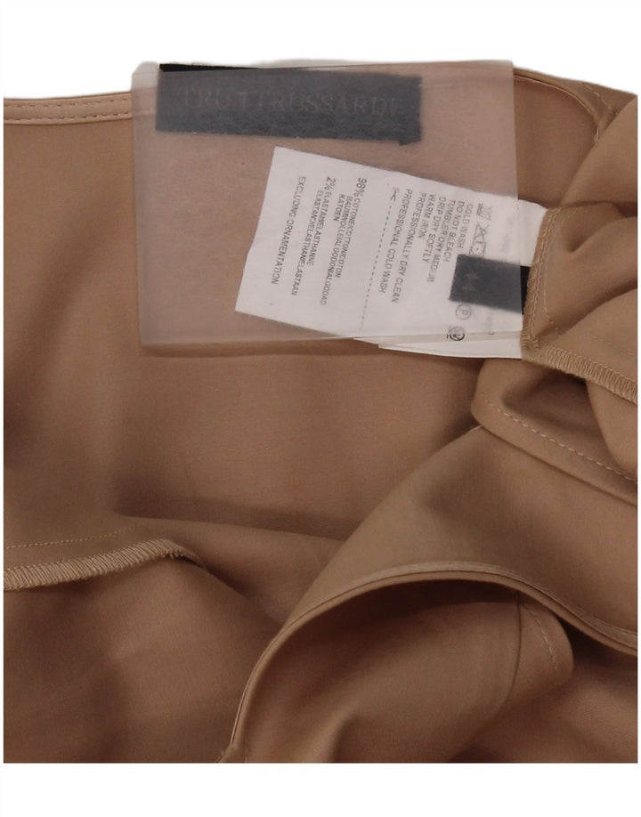 TRUSSARDI Dame Ærmeløs A-line Kjole IT 44 Medium Beige Bomuld