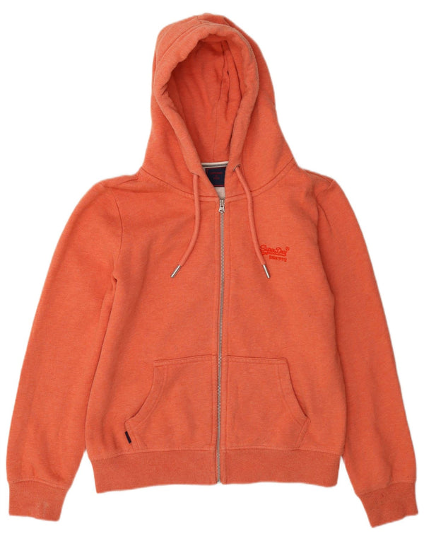 Superdry hættetrøje med lynlås til kvinder i overstørrelse UK 12 Medium Orange Bomuld