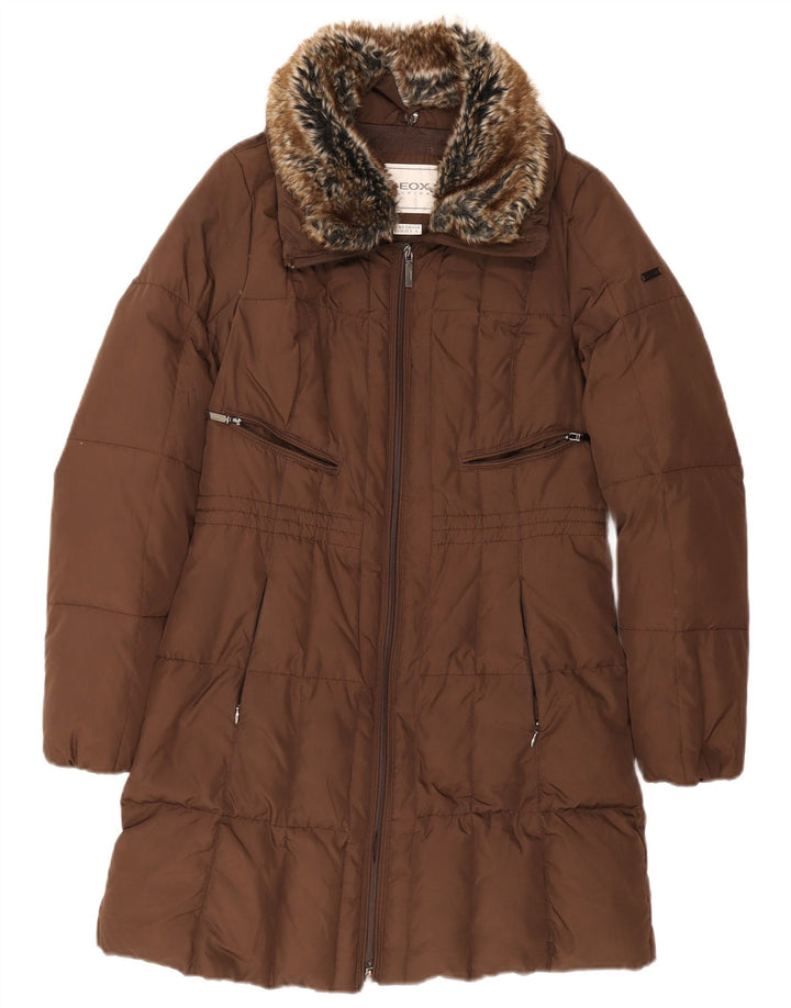 Geox polstret frakke til kvinder UK 8 Lille brun polyester