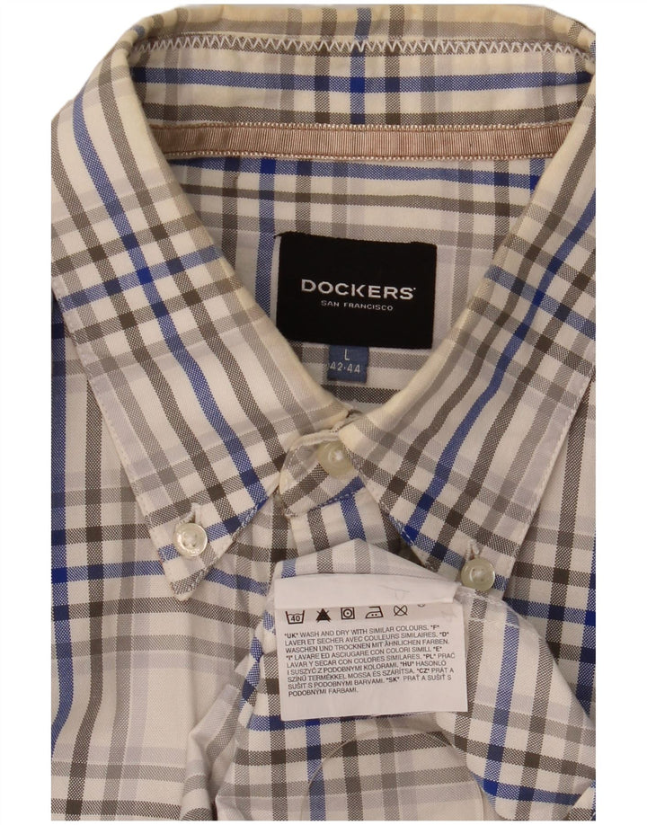 Dockers herreskjorte str. 42/44 Stor flerfarvet ternet bomuld