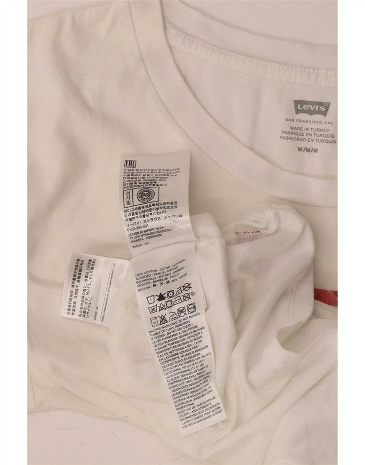 Levi's Grafisk T-shirt top til kvinder UK 12 Medium hvid bomuld
