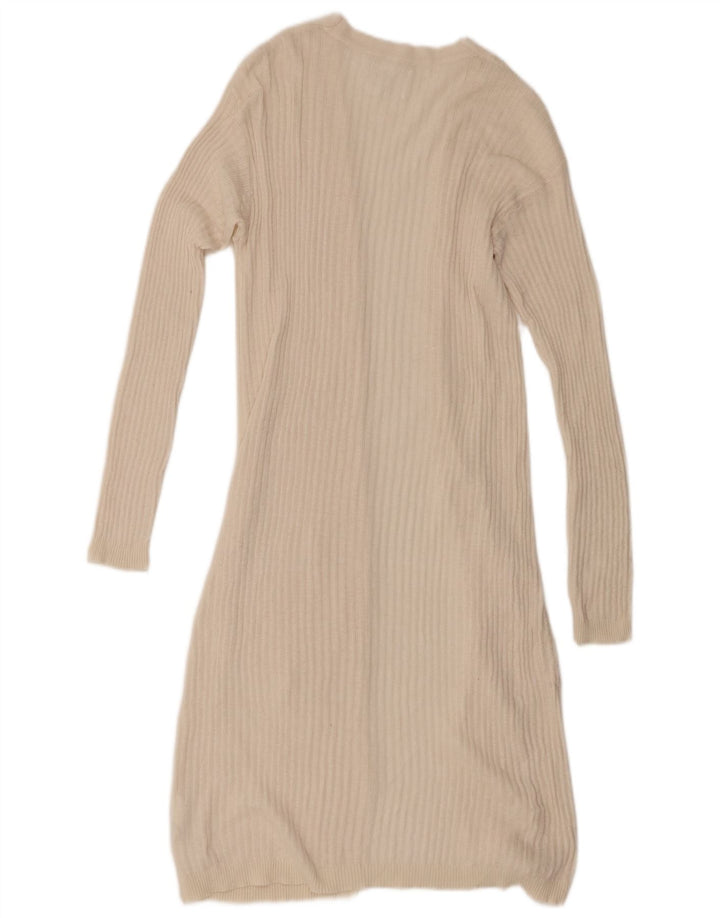 Zara Girls Longline Cardigan Sweater 13-14 År Beige Polyester