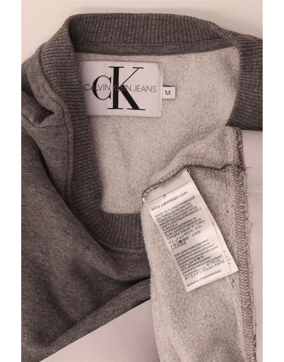 Calvin Klein Jeans Dame Crop Sweatshirt Jumper UK 14 Medium Grey