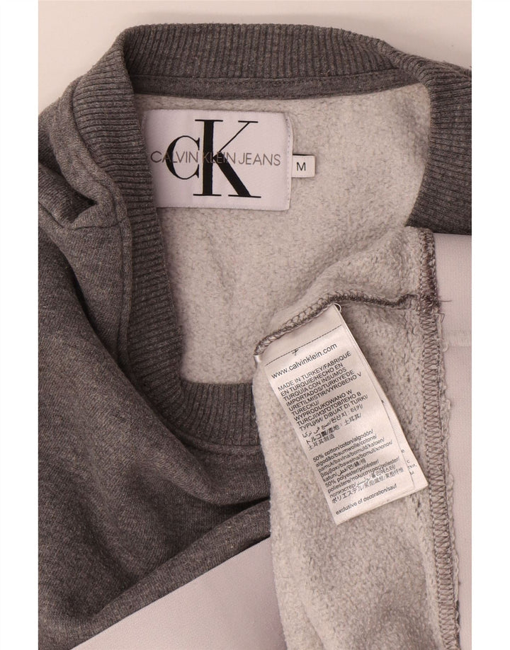 Calvin Klein Jeans Dame Crop Sweatshirt Jumper UK 14 Medium Grey