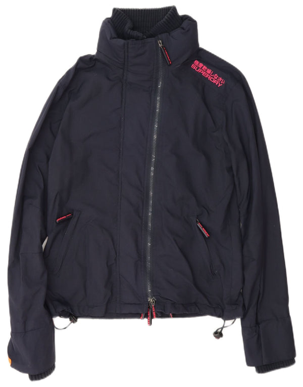 Superdry Regnjakke til kvinder UK 14 Medium Navy Blue Nylon