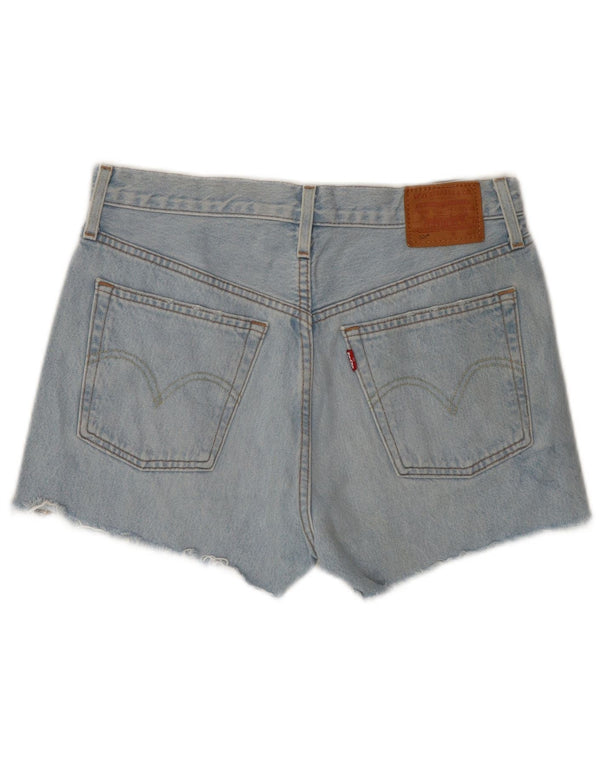 LEVI'S Womens 501 højtaljede denimshorts W26 Små blå bomuld