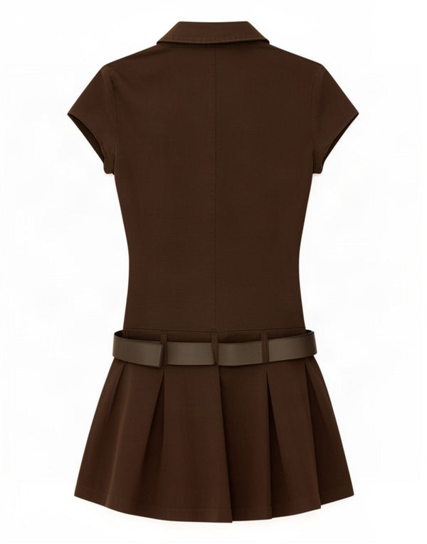Zara Womens Drop Waist Dress UK 12 Medium Brown Bomuld