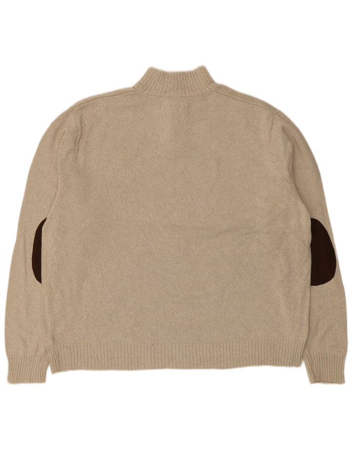 Chaps Herre Button Neck Jumper Sweater 2XL Beige Bomuld