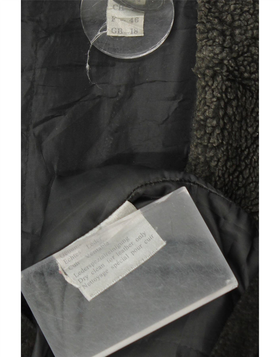 VINTAGE ruskindsfrakke til kvinder UK 18 XL sort læder