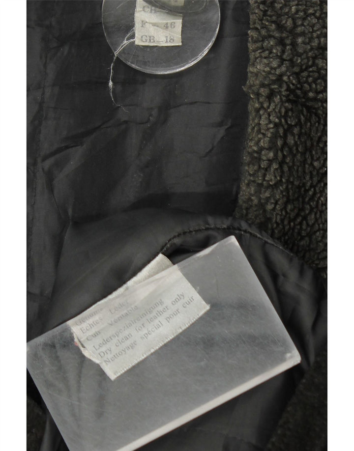 VINTAGE ruskindsfrakke til kvinder UK 18 XL sort læder