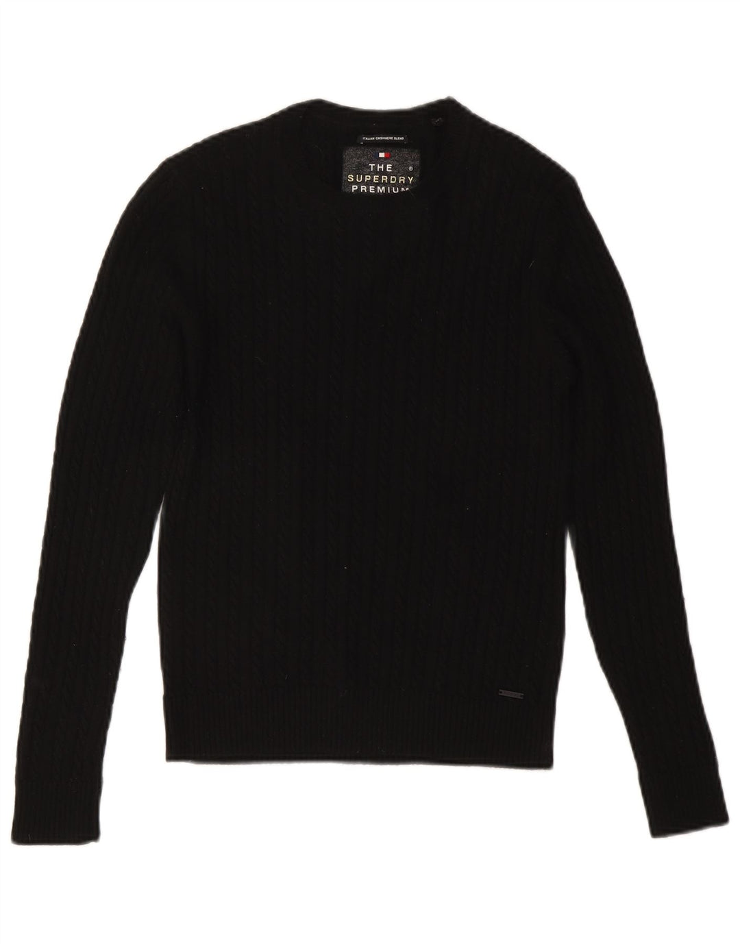 SUPERDRY Dame sweater med rund hals DK 12 Medium Sort Uld