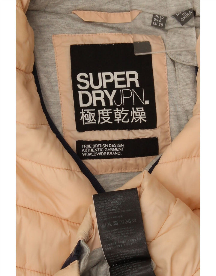 Superdry Polstret hættejakke til kvinder UK 10 Small Pink Nylon
