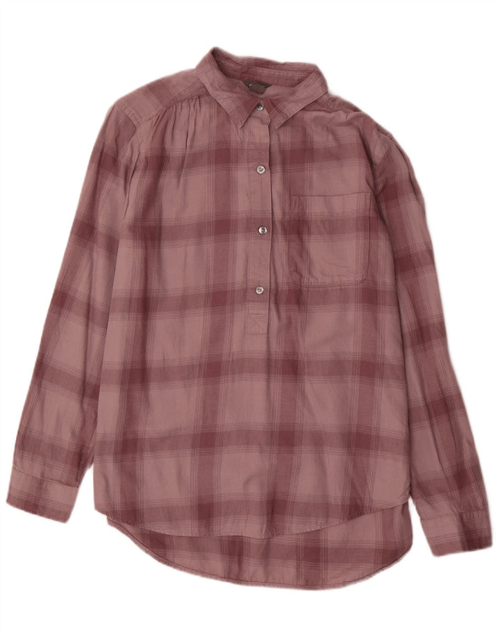 EDDIE BAUER Dame Pullover Flanellskjorte UK 14 Medium Bourgogne Plaid