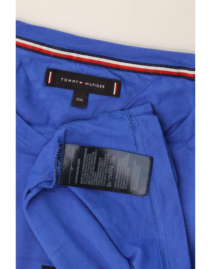 TOMMY HILFIGER Herre grafisk T-shirt Top 2XL Blå Bomuld