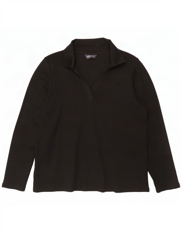 Marks & Spencer langærmet polotrøje til kvinder UK 20 2XL Sort polyester