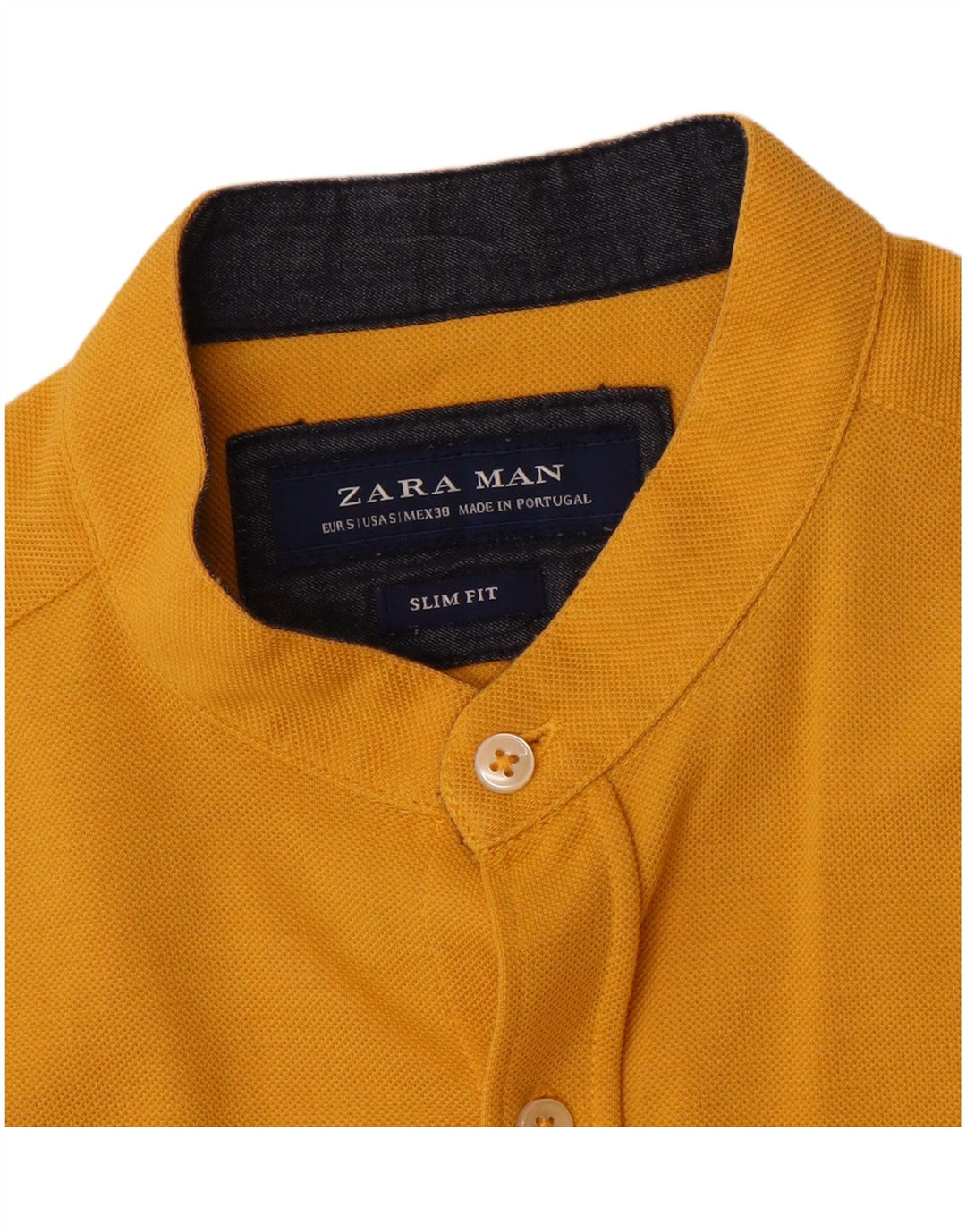 Zara Herre Kortærmet Slim Fit Skjorte Lille Gul