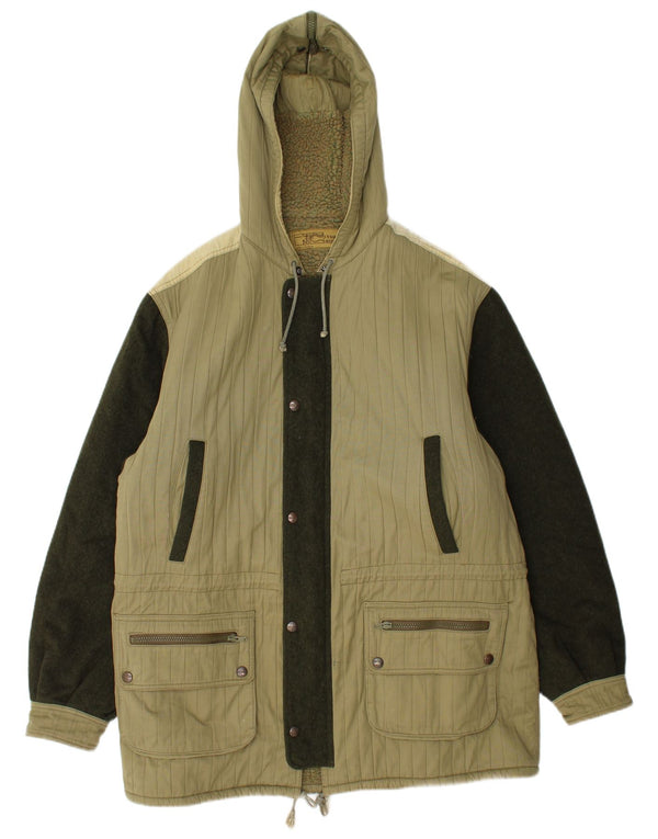 Vintage hættejakke til mænd IT 52 XL Grøn Colourblock Bomuld