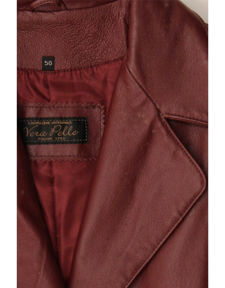 Vintage læderfrakke til kvinder IT 50 XL Burgundy læder