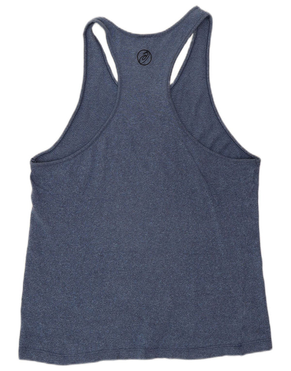 Asics Womens Graphic Vest Top UK 14 Medium Blue Flecked Cotton Sports