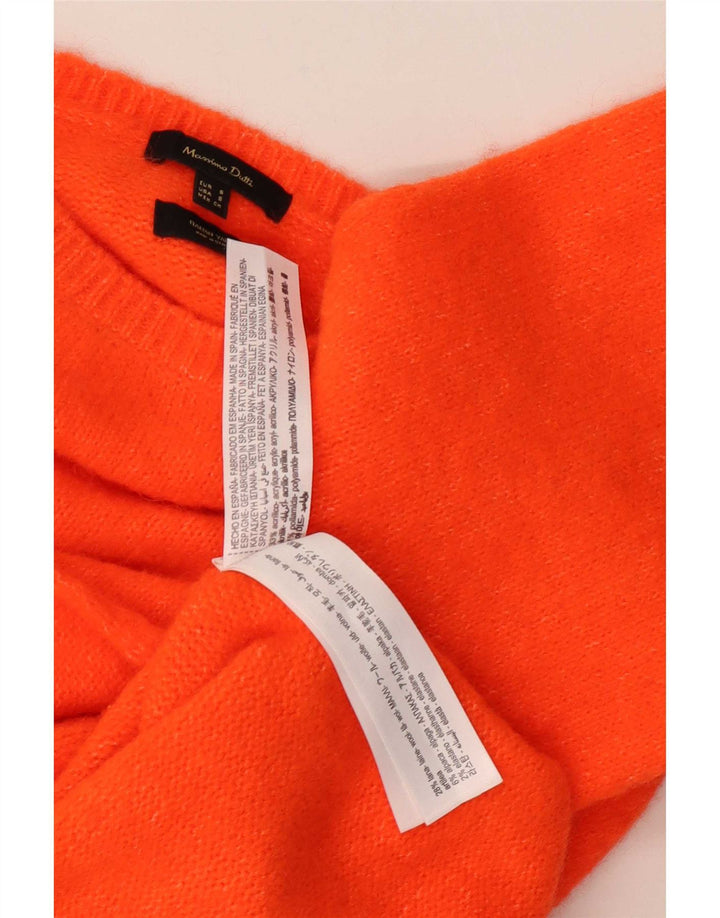 Massimo Dutti Dame Oversized Crew Neck Jumper Sweater UK 10 Small Orange