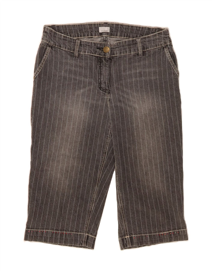 KANGAROOS Womens Denim Shorts UK 14 Medium W30 Grey Striped Cotton Vintage Kangaroos and Second-Hand Kangaroos from Messina Hembry 