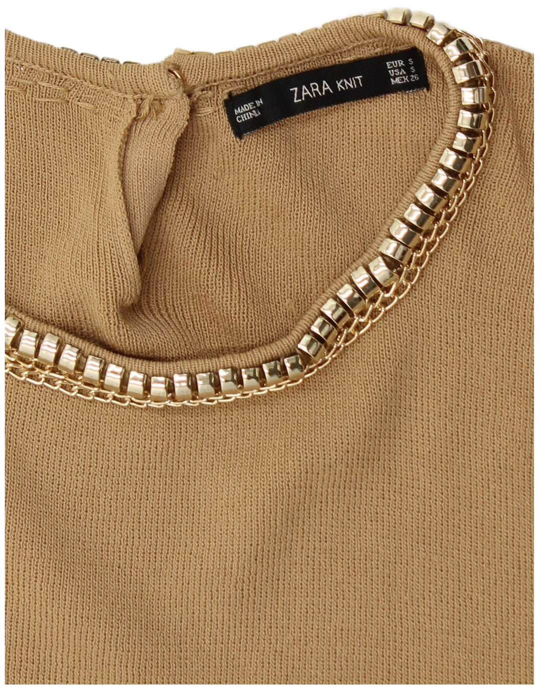 Zara Dame Boat Neck Jumper Sweater UK 8 Small Beige