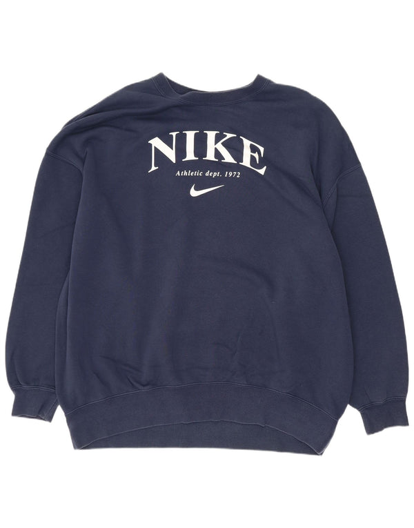 Nike Herre Grafisk Oversized Sweatshirt Jumper XS Marineblå Bomuld