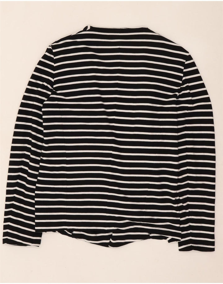 Sisley Womens Open Cardigan Sweater UK 16 Stor sortstribet bomuld